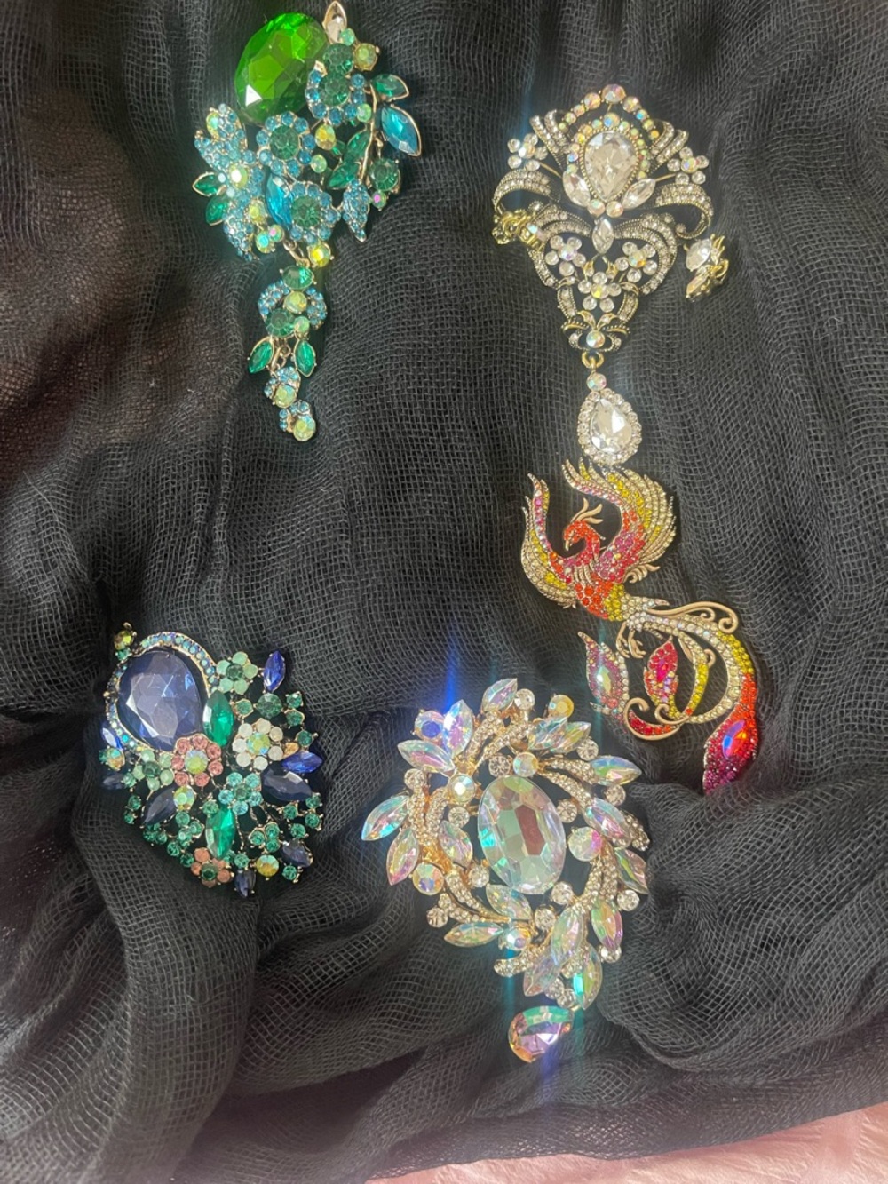 Crystal Aurora Multi-Color Statement Brooch - Women Jewelry